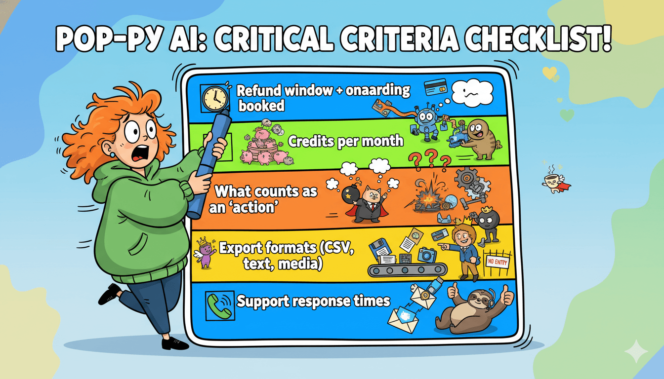 Checklist blocks for refund, credits, actions, exports, roles, support.